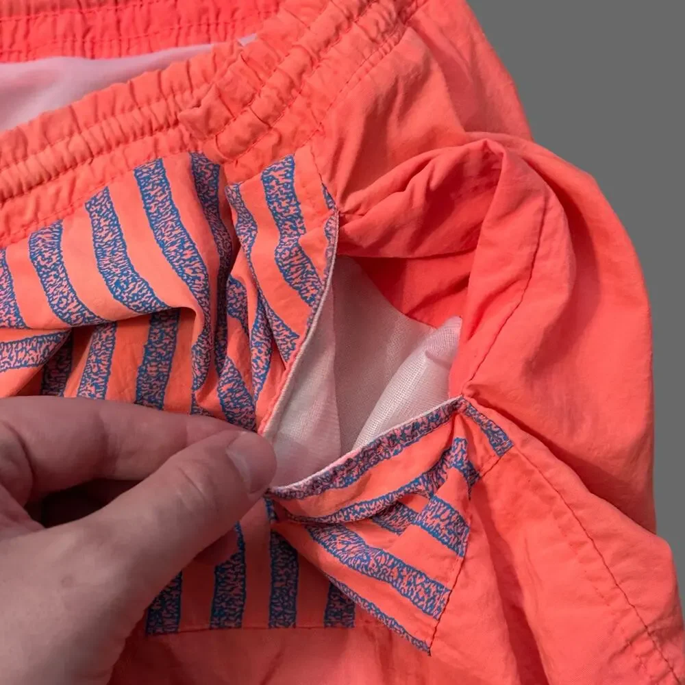O’Brien VTG 80s 90s Neon Pink Orange Swim Trunks Size 39